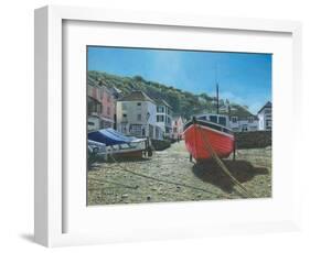 The Red Boat Polperro Cornwall-Richard Harpum-Framed Art Print