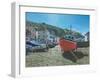 The Red Boat Polperro Cornwall-Richard Harpum-Framed Art Print