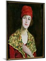 The Red Cap, 1920-William Strang-Mounted Giclee Print