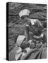 The Red Cross Nurse Trying to Help the Injured Man Eat and Drink-Allan Grant-Stretched Canvas