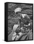 The Red Cross Nurse Trying to Help the Injured Man Eat and Drink-Allan Grant-Framed Stretched Canvas