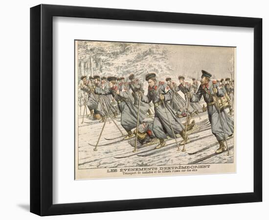 The Red Cross Transporting Injured Russians on Skis During the Russo-Japanese War-null-Framed Premium Giclee Print