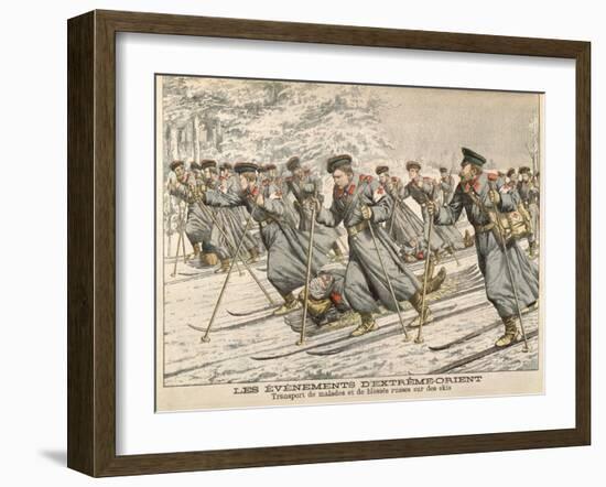 The Red Cross Transporting Injured Russians on Skis During the Russo-Japanese War-null-Framed Giclee Print