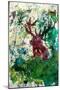 The Red Deer Action in Green-Markus Bleichner-Mounted Art Print