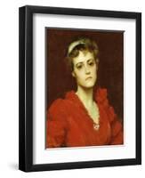 The Red Gown-William Merritt Chase-Framed Giclee Print