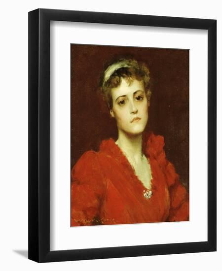 The Red Gown-William Merritt Chase-Framed Giclee Print