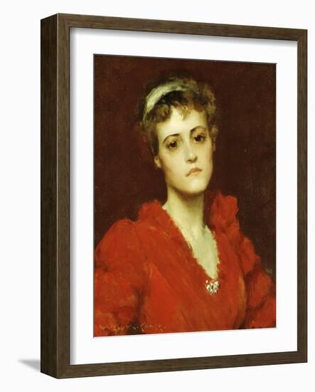 The Red Gown-William Merritt Chase-Framed Giclee Print