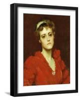 The Red Gown-William Merritt Chase-Framed Giclee Print