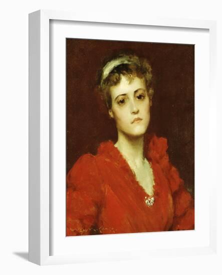 The Red Gown-William Merritt Chase-Framed Giclee Print