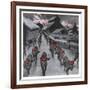 The Red Guard, the Communists Depicted as a Pack of Wolves Ravening with Glowing Eyes-Carl O. Petersen-Framed Art Print