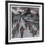 The Red Guard, the Communists Depicted as a Pack of Wolves Ravening with Glowing Eyes-Carl O. Petersen-Framed Art Print