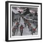 The Red Guard, the Communists Depicted as a Pack of Wolves Ravening with Glowing Eyes-Carl O. Petersen-Framed Art Print