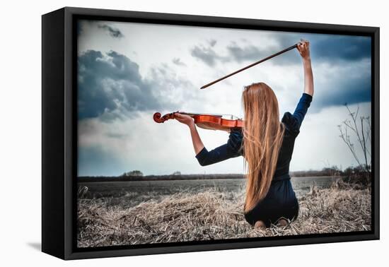 The Red-Haired Girl With A Violin Outdoor-anpet2000-Framed Stretched Canvas