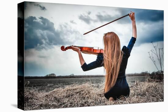 The Red-Haired Girl With A Violin Outdoor-anpet2000-Stretched Canvas