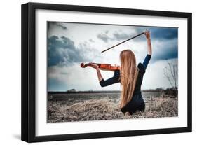 The Red-Haired Girl With A Violin Outdoor-anpet2000-Framed Art Print