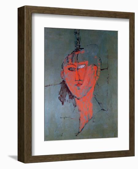 The Red Head, circa 1915-Amedeo Modigliani-Framed Premium Giclee Print