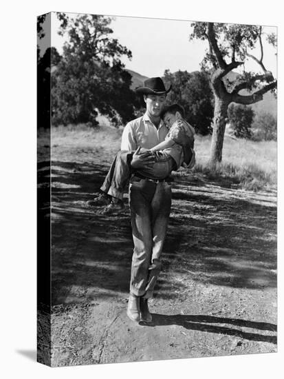 The Red Pony, Robert Mitchum, Carrying Peter Miles, 1949-null-Stretched Canvas