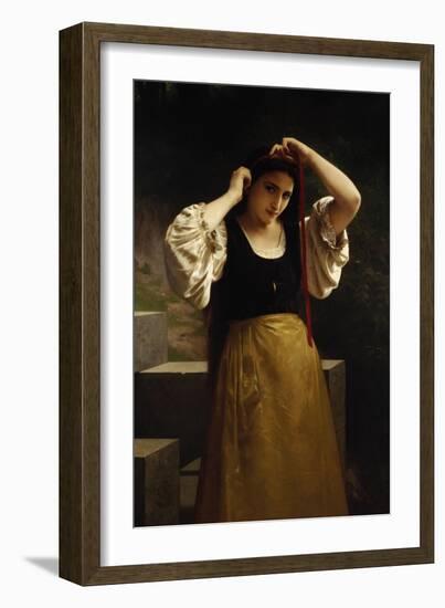 The Red Ribbon, 1869-William Adolphe Bouguereau-Framed Giclee Print