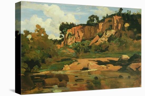 The Red Rocks at Civita Castellana, c.1827-Jean-Baptiste-Camille Corot-Stretched Canvas