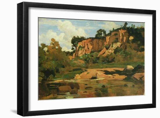 The Red Rocks at Civita Castellana, c.1827-Jean-Baptiste-Camille Corot-Framed Giclee Print