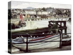 The Red Sail, Caernarfon-Jane Carpanini-Stretched Canvas