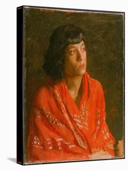 The Red Shawl, C.1890 (Oil on Canvas)-Thomas Cowperthwait Eakins-Stretched Canvas