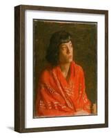 The Red Shawl, C.1890 (Oil on Canvas)-Thomas Cowperthwait Eakins-Framed Giclee Print