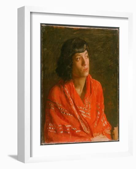 The Red Shawl, C.1890 (Oil on Canvas)-Thomas Cowperthwait Eakins-Framed Giclee Print