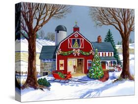 The Red Sleigh Barn-Geraldine Aikman-Stretched Canvas