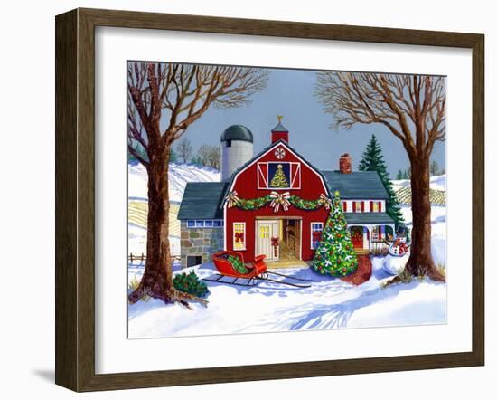 The Red Sleigh Barn-Geraldine Aikman-Framed Giclee Print