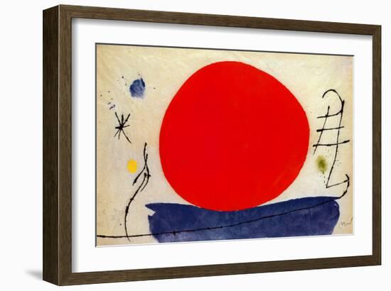 The Red Sun-Joan Miro-Framed Art Print