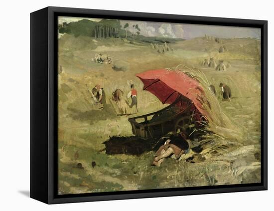 The Red Sunshade, circa 1860-Franz Seraph von Lenbach-Framed Stretched Canvas