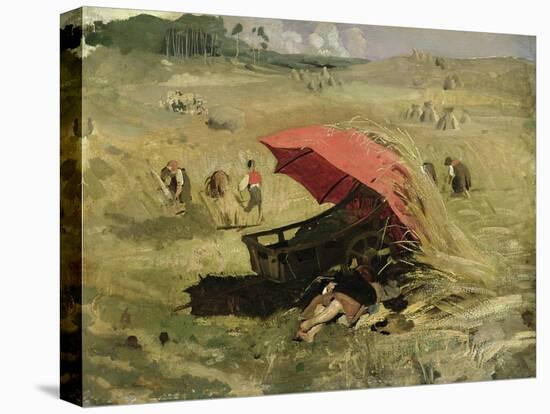 The Red Sunshade, circa 1860-Franz Seraph von Lenbach-Stretched Canvas