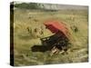 The Red Sunshade, circa 1860-Franz Seraph von Lenbach-Stretched Canvas