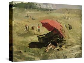 The Red Sunshade, circa 1860-Franz Seraph von Lenbach-Stretched Canvas