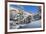 The red train on viaduct surrounded by snowy woods, Cinuos-Chel, Canton of Graubunden, Engadine, Sw-Roberto Moiola-Framed Photographic Print