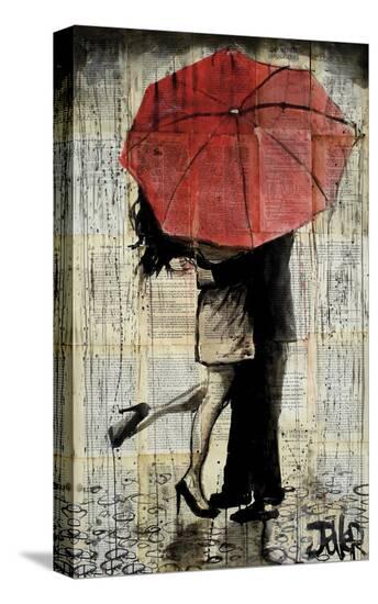 The Red Umbrella-Loui Jover-Stretched Canvas