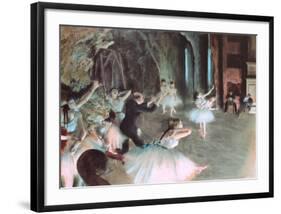 The Rehearsal of the Ballet on Stage, c.1874-Edgar Degas-Framed Art Print