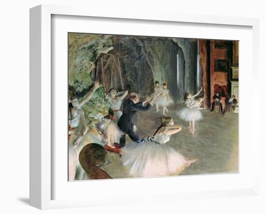 The Rehearsal of the Ballet on Stage, circa 1878-79-Edgar Degas-Framed Giclee Print