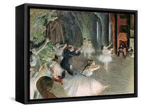 The Rehearsal of the Ballet on Stage, circa 1878-79-Edgar Degas-Framed Stretched Canvas
