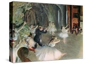 The Rehearsal of the Ballet on Stage, circa 1878-79-Edgar Degas-Stretched Canvas