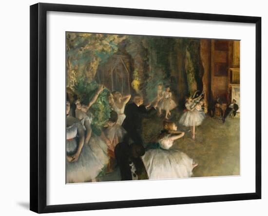 The Rehearsal of the Ballet Onstage-Edgar Degas-Framed Art Print