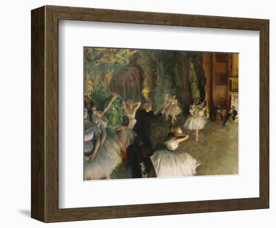 The Rehearsal of the Ballet Onstage-Edgar Degas-Framed Art Print