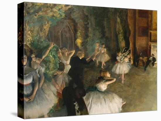 The Rehearsal of the Ballet Onstage-Edgar Degas-Stretched Canvas