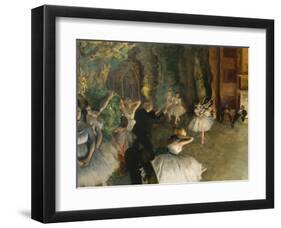 The Rehearsal of the Ballet Onstage-Edgar Degas-Framed Art Print