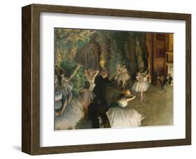 The Rehearsal of the Ballet Onstage-Edgar Degas-Framed Art Print