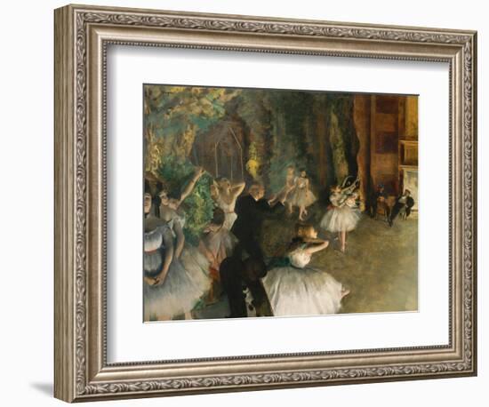 The Rehearsal of the Ballet Onstage-Edgar Degas-Framed Art Print