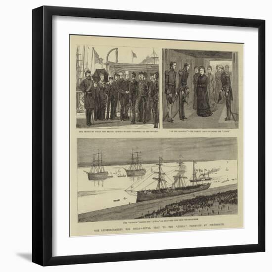 The Reinforcements for India, Royal Visit to the Jumna Troopship at Portsmouth-null-Framed Giclee Print