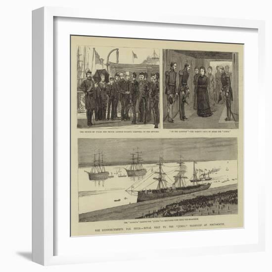 The Reinforcements for India, Royal Visit to the Jumna Troopship at Portsmouth-null-Framed Giclee Print