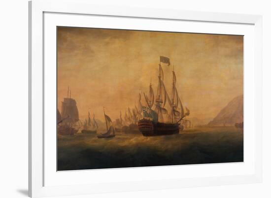 The Relief of Gibraltar by Admiral Lord Howe, 11th October 1782-Captain William Elliott-Framed Giclee Print